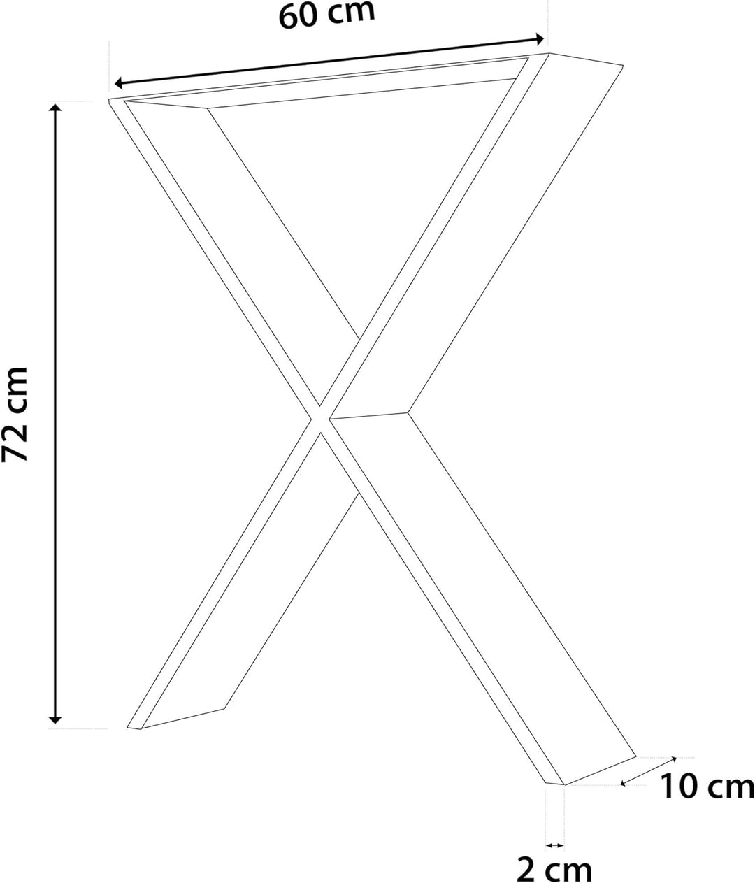 sossai® Stahl Tischgestell Tischkufen Tischbeine X-Form | TKX3 | Farbe: Schwarz | 2 Stück | Breite 6