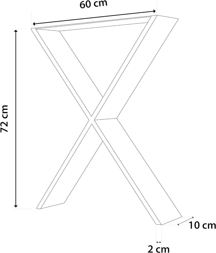 sossai® Stahl Tischgestell Tischkufen Tischbeine X-Form | TKX3 | Farbe: Schwarz | 2 Stück | Breite 6