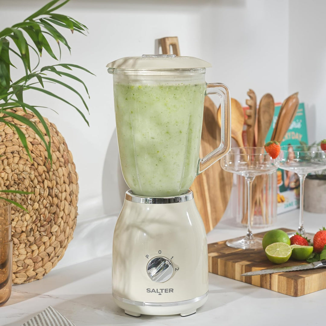 Salter Retro Cream Jug Blender - BPA-freier abnehmbarer 1,5-Liter-Glasbehälter, 2 Geschwindigkeiten