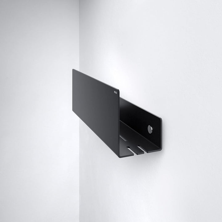 Keuco Duschablage aus Aluminium, schwarz, abnehmbarer Korb, Handtuchhaken und Ablaufschlitze, 32x9x1