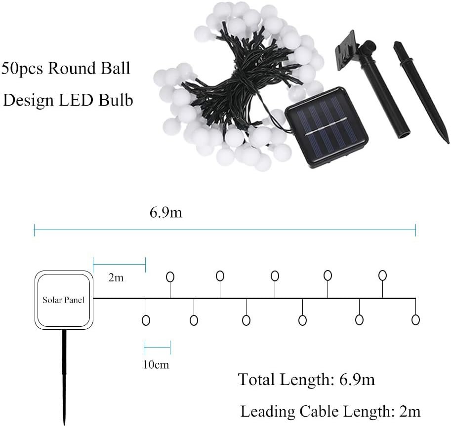 Tomshine Solar Lichterkette Aussen 50Leds, 6,9 Meter Solar Lichterkette Aussen mit 50 LED Kugel, 8 L