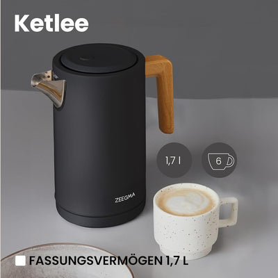 ZEEGMA KETLEE 1,7 L Kabelloser elektrischer Wasserkocher für Tee und Kaffee, 2200 Watt, Wasserstands