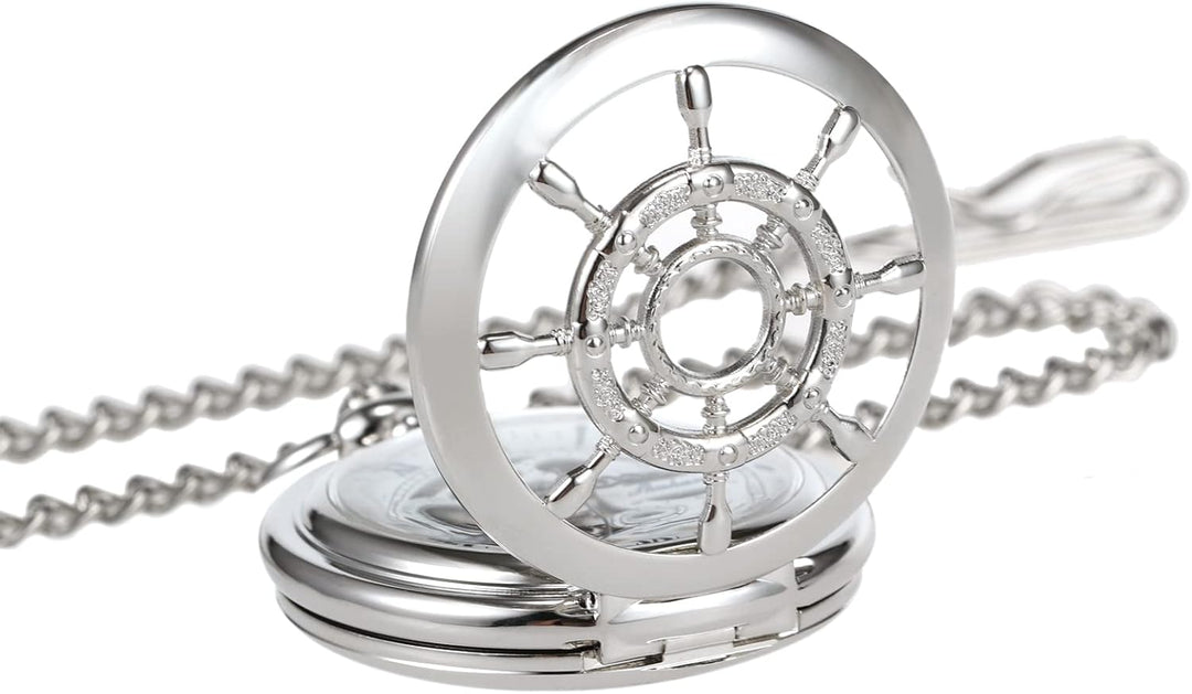 TREEWETO Taschenuhr Vintage Ruder Hohl Mechanisch Steampunk Skelett Römische Ziffern Taschenuhr mit