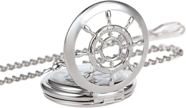 TREEWETO Taschenuhr Vintage Ruder Hohl Mechanisch Steampunk Skelett Römische Ziffern Taschenuhr mit