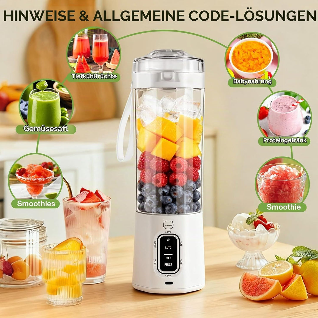 MIAOKE Tragbarer Smoothie-Mixer, 700 ml, wiederaufladbarer Mixer, mit Automatik- und Pulsfunktion, m