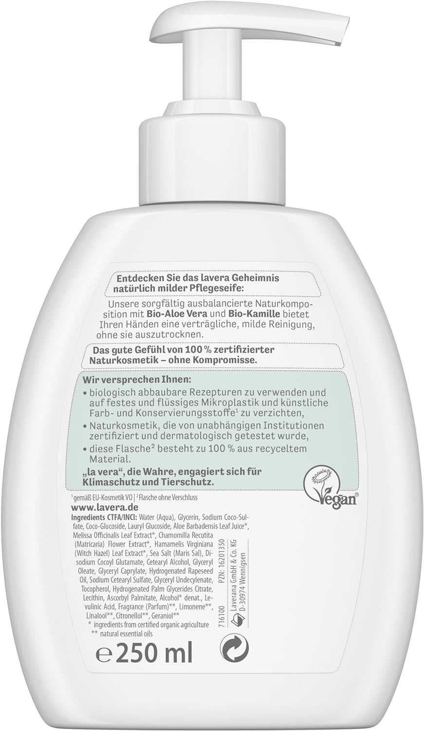 lavera basis sensitiv milde Pflegeseife – Flüssigseife mit Bio-Aloe Vera & Bio-Kamille - verträglich