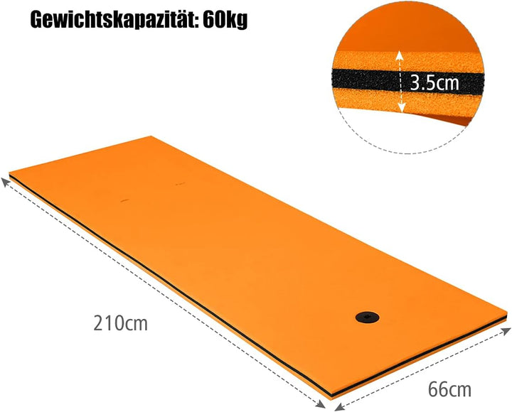 COSTWAY Schwimmmatte 355 x 183 cm, Schwimmende Wassermatte bis 400 kg belastbar, Schwimmmatte aus re