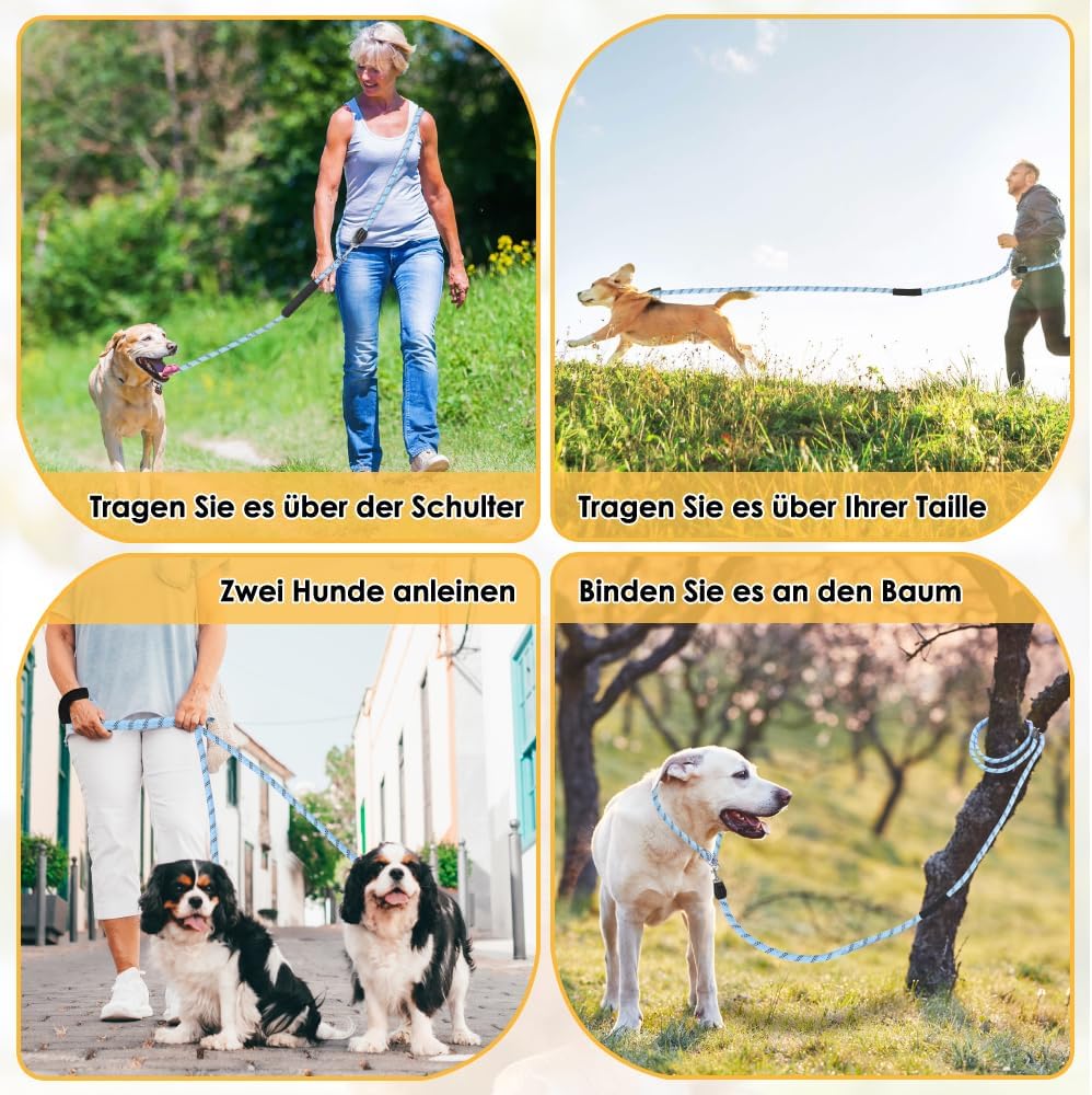Hundeleine 3m für Kleine mittelgrosse Hunde, 8in1 Schleppleine mit 3 Verstellbare Schnalle und Griff