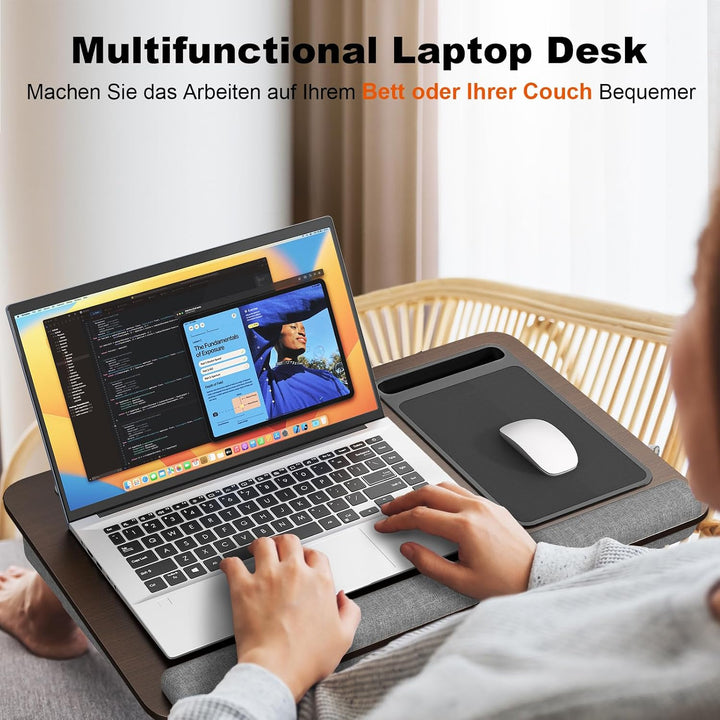 PUTORSEN Laptopkissen für Bett mit Kissen, Laptop Ständer Mausunterlage Passen bis zu 17,3 Zoll Note