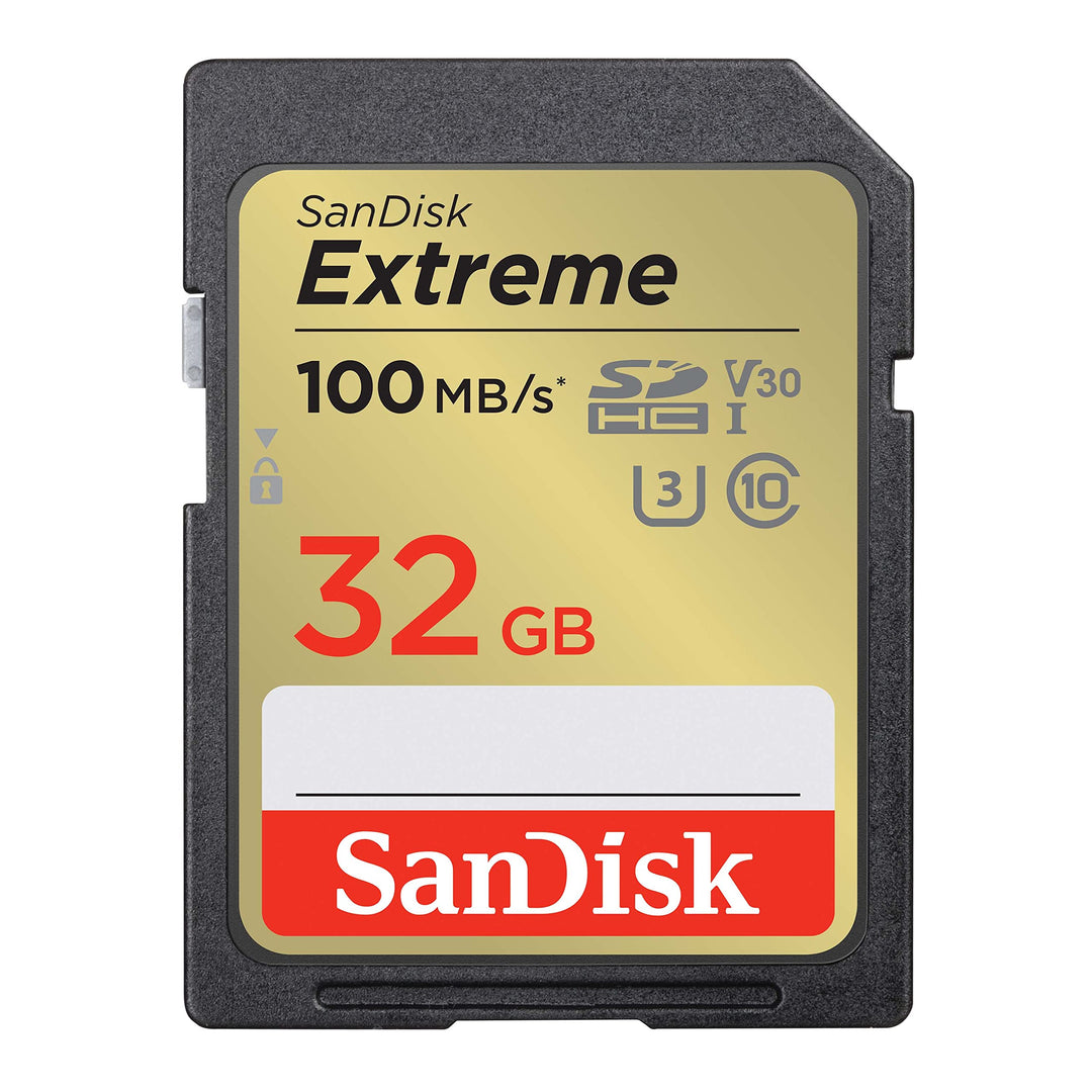 SanDisk Extreme SDHC UHS-I Speicherkarte 32 GB (V30, 100 MB/s Übertragung, U3, 4K UHD Videos, wasser