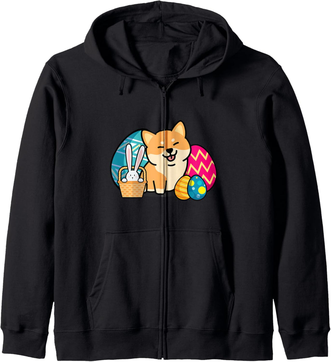 Shiba Inu Hund mit Ostereiern und Osterhase Kapuzenjacke