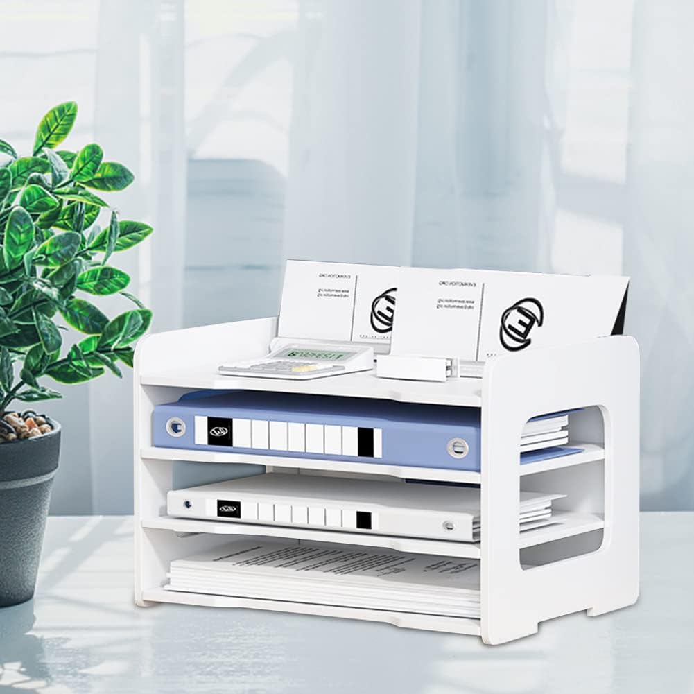 Umllpet Briefablage, 4-Tier Schreibtisch Organizer, Stapelbares Dokumentenablage, A4 Papier Aktenauf