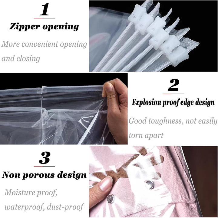 30 Stücke Zip Beutel Gross Wiederverwendbar 40×50 cm Zipper Beutel Reisetasche Transparent Zip Tüten