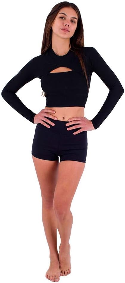 Hurley Damen Max Solid Rib Cropped Cross Yoke Rashguard Rash-Guard-Shirt L Schwarz, L Schwarz