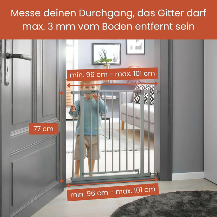 Hauck Treppenschutzgitter / Türschutzgitter Stop N Safe 2 incl. 21 cm Verlängerung, für Breiten 96 -