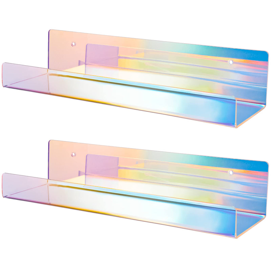 NiHome Attom Tech schillerndes Wandregal aus transparentem Acryl, 38,1 cm dick, unsichtbare Wandleis