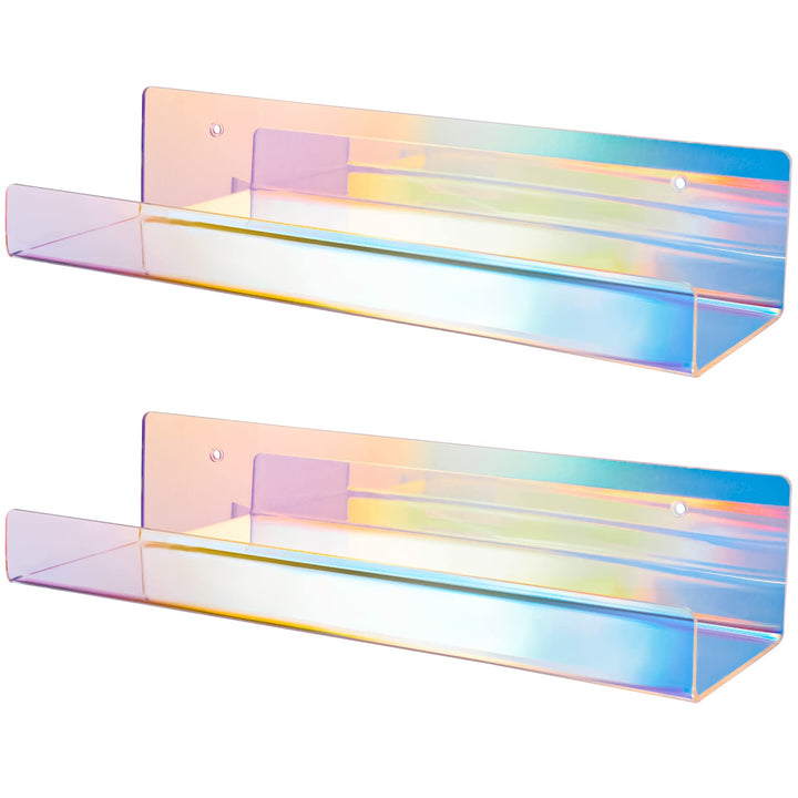 NiHome Attom Tech schillerndes Wandregal aus transparentem Acryl, 38,1 cm dick, unsichtbare Wandleis