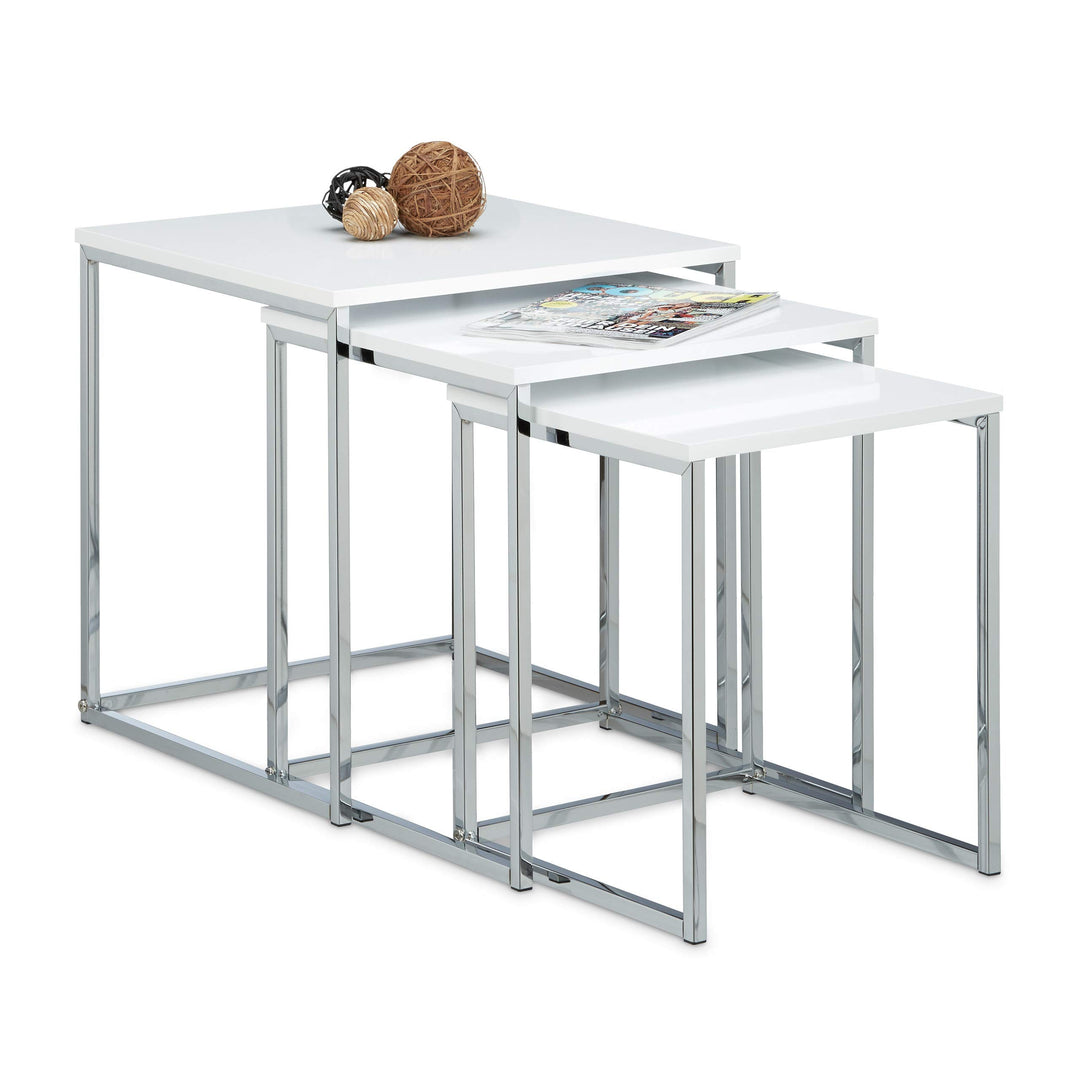 Relaxdays Beistelltische 3er Set, Couchtisch, Holz, Metall, Satztische, modernes Design, HxBxT: ca.