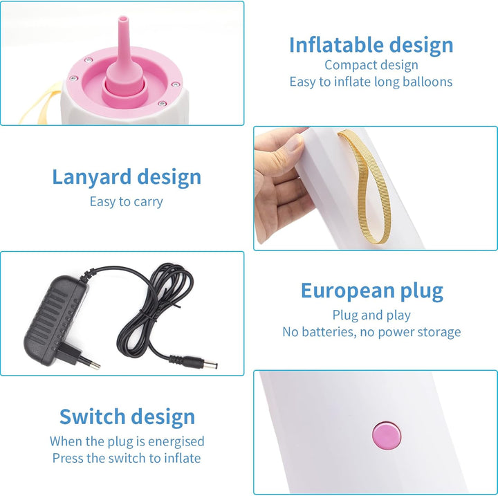 OBEST Aufgerüstete Elektrische Luftballonpumpe Rosa, Rosa