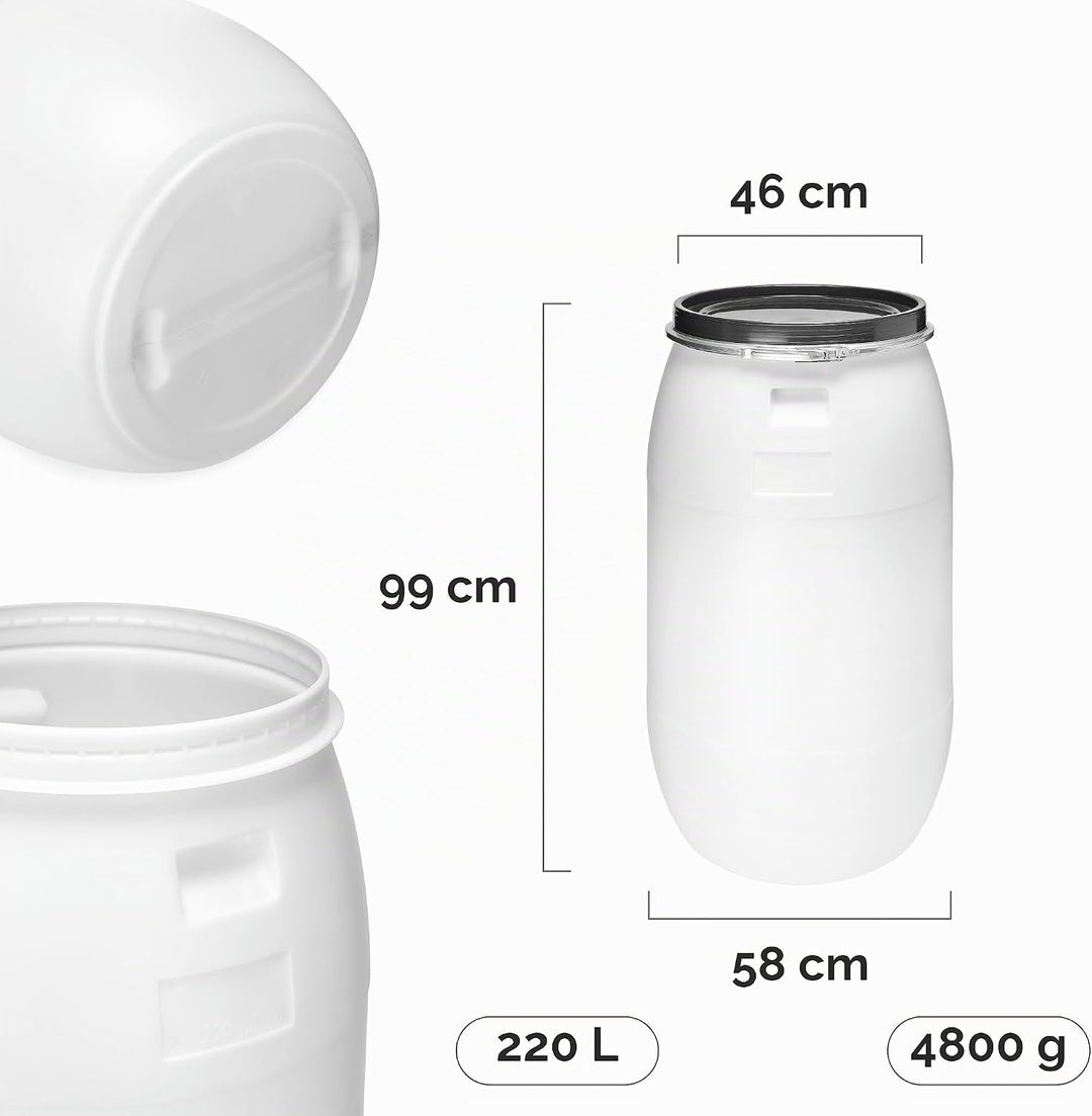 Garronda Set 2X 220 Liter Regentonne mit Deckel Weithalsfass aus HDPE Regenfass für Garten Fass 220l
