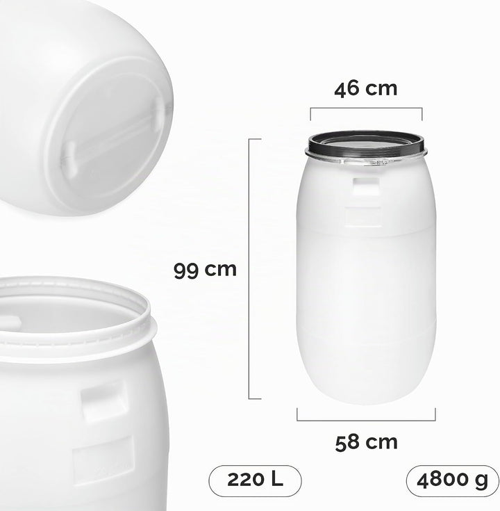 Garronda Set 2X 220 Liter Regentonne mit Deckel Weithalsfass aus HDPE Regenfass für Garten Fass 220l