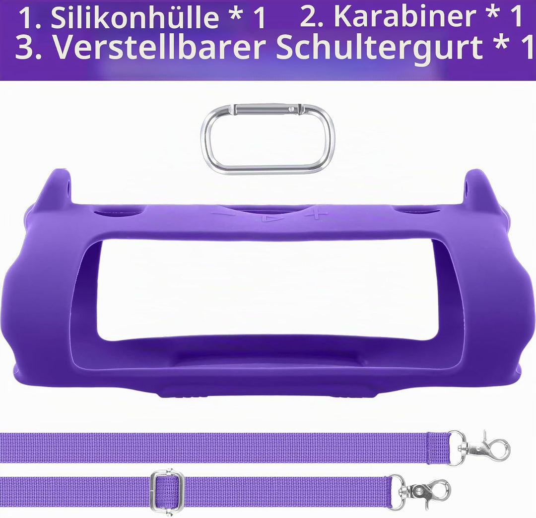 Khanka für JBL Charge 6 Silikon-Schutzhülle mit abnehmbarem Schultergurt &amp; Utility-Haken, Flexible w