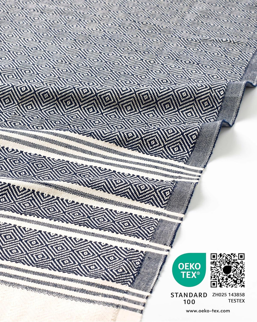 Fit-Flip Hamamtuch aus 100% Baumwolle saugfähig und schnelltrocknend | Navy, 100x200cm Diamond, türk