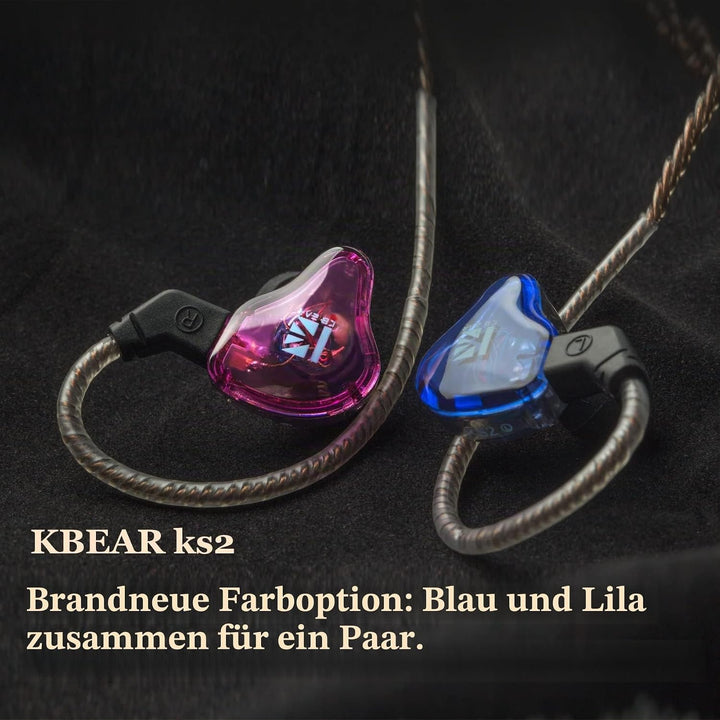 Yinyoo KBEAR KS2 In-Ear-Kopfhörer, KB KS2 Stereo-Basskopfhörer, 1BA+1DD Hybrid Over-Ear-Headset mit
