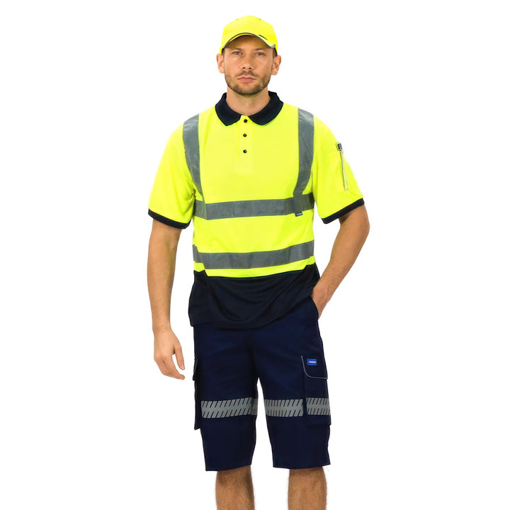 Warnschutz Polo T-Shirt Warnschutzshirt Warnshirt Warnschutz Arbeitskleidung 7 Farben 4XL Kurzarm-ge