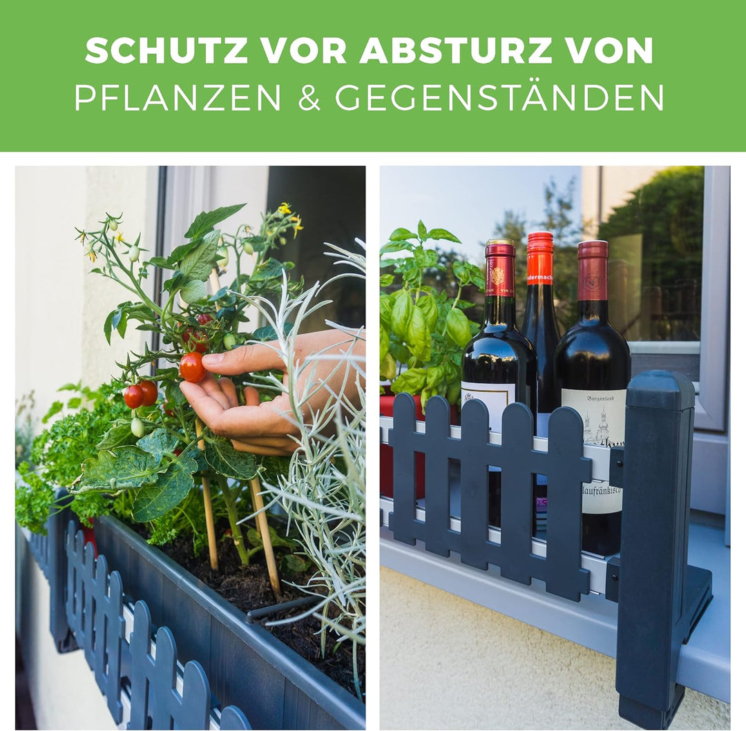 GREEN CREATIONS Blumenkastenhalterung masu Basis-Set passt auf Jede Fensterbank von 78 cm bis 140 cm