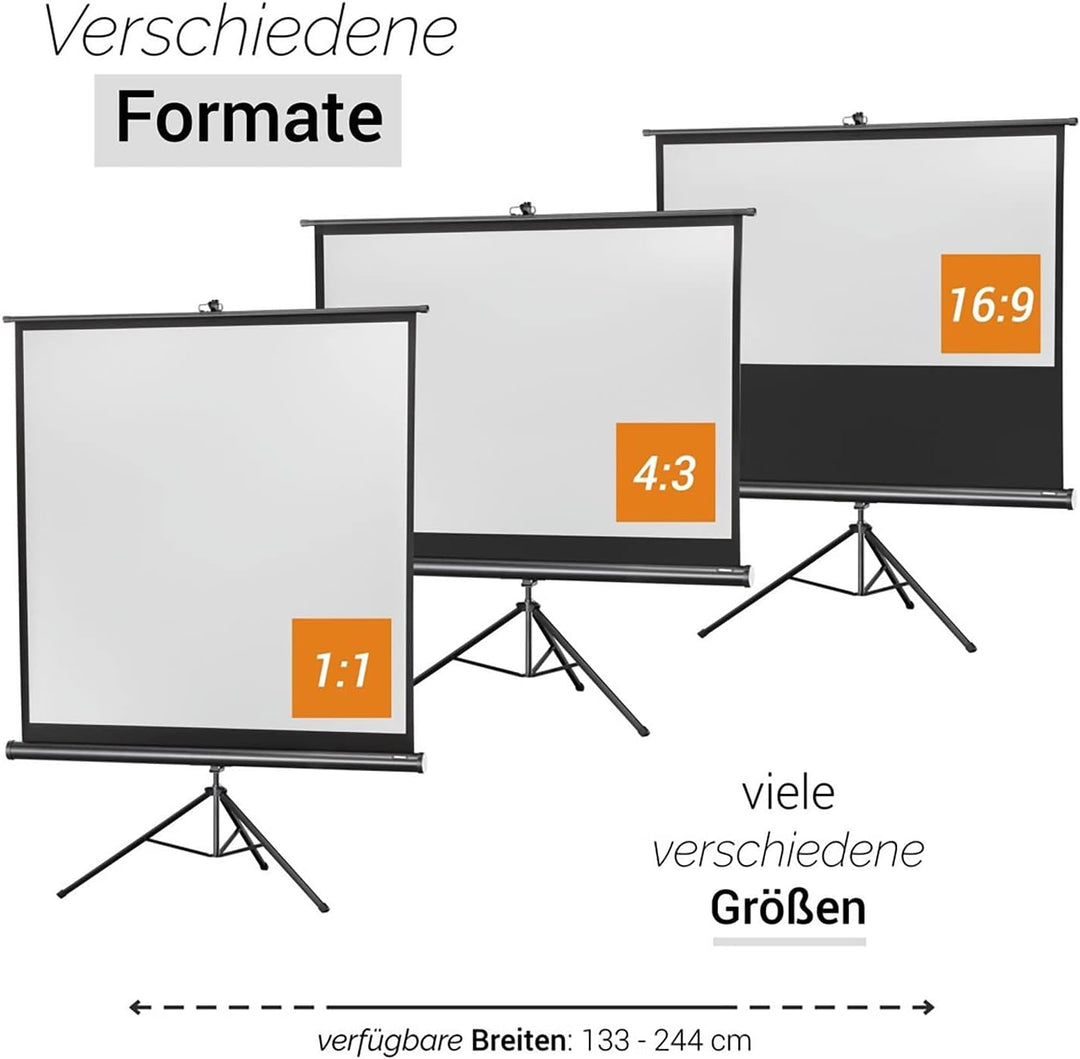celexon tragbare Beamer-Leinwand mit vormontiertem Ständer Mobile Stativ-Leinwand mit Tragegriff Sch