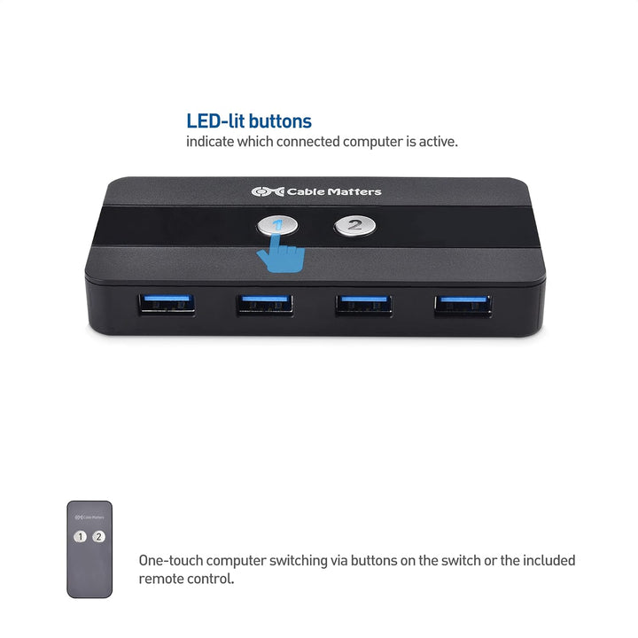 Cable Matters Dual 4K 60Hz USB C KVM Switch 2 Monitore/KVM Switch Displayport, HDMI & 4x USB 3.0 - F