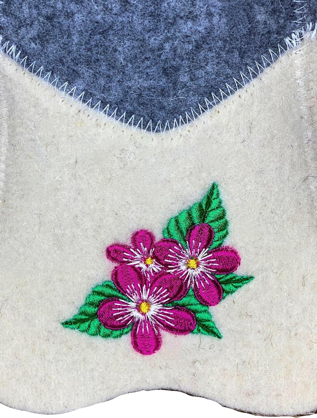 Saunahut Blume aus 100% Wollfilz, bestickt, zum Schutz des Kopfes vor Hitze