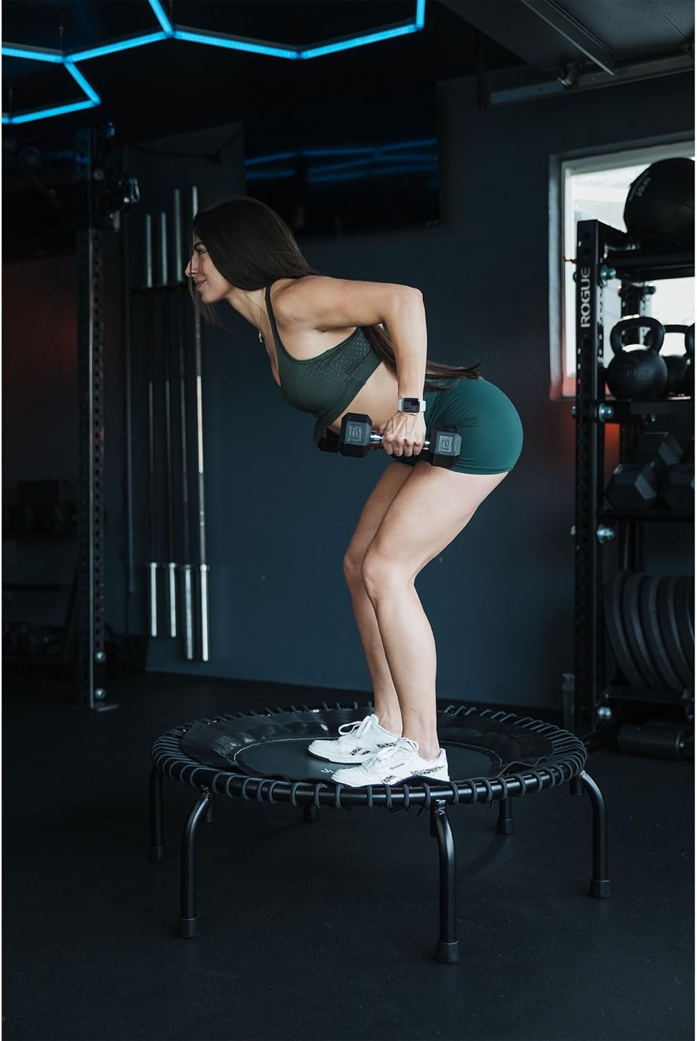 *Testsiegertrampolin* - JumpSport Fitnesstrampolin-Premium Minitrampolin- Einzelgummiseile (Modell 3