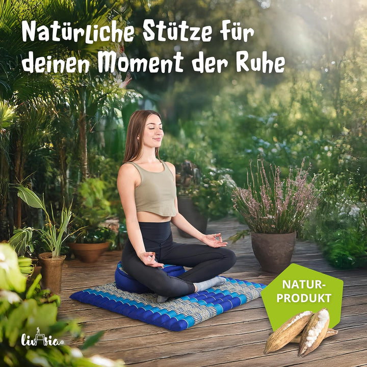 livasia Meditationsset XL - Ø 38x15cm / Matte 75x75x4,5cm - Yogaset mit Kissen und Matte, Pouf, Yoga