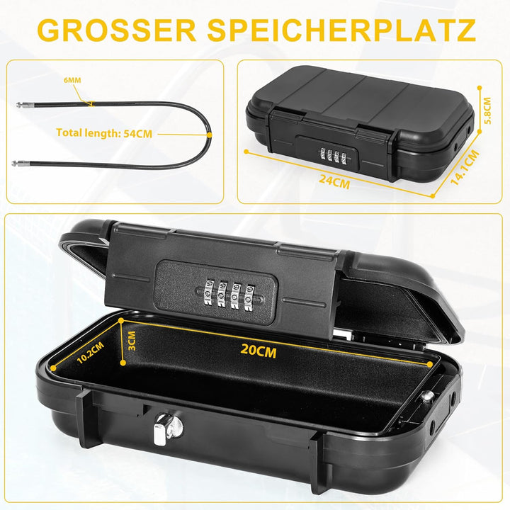 Tragbare Tresor mit Zahlenschloss Strandsafe 24 x 14 x 5,8 cm Strandtresor zum Anketten,Geeignet für