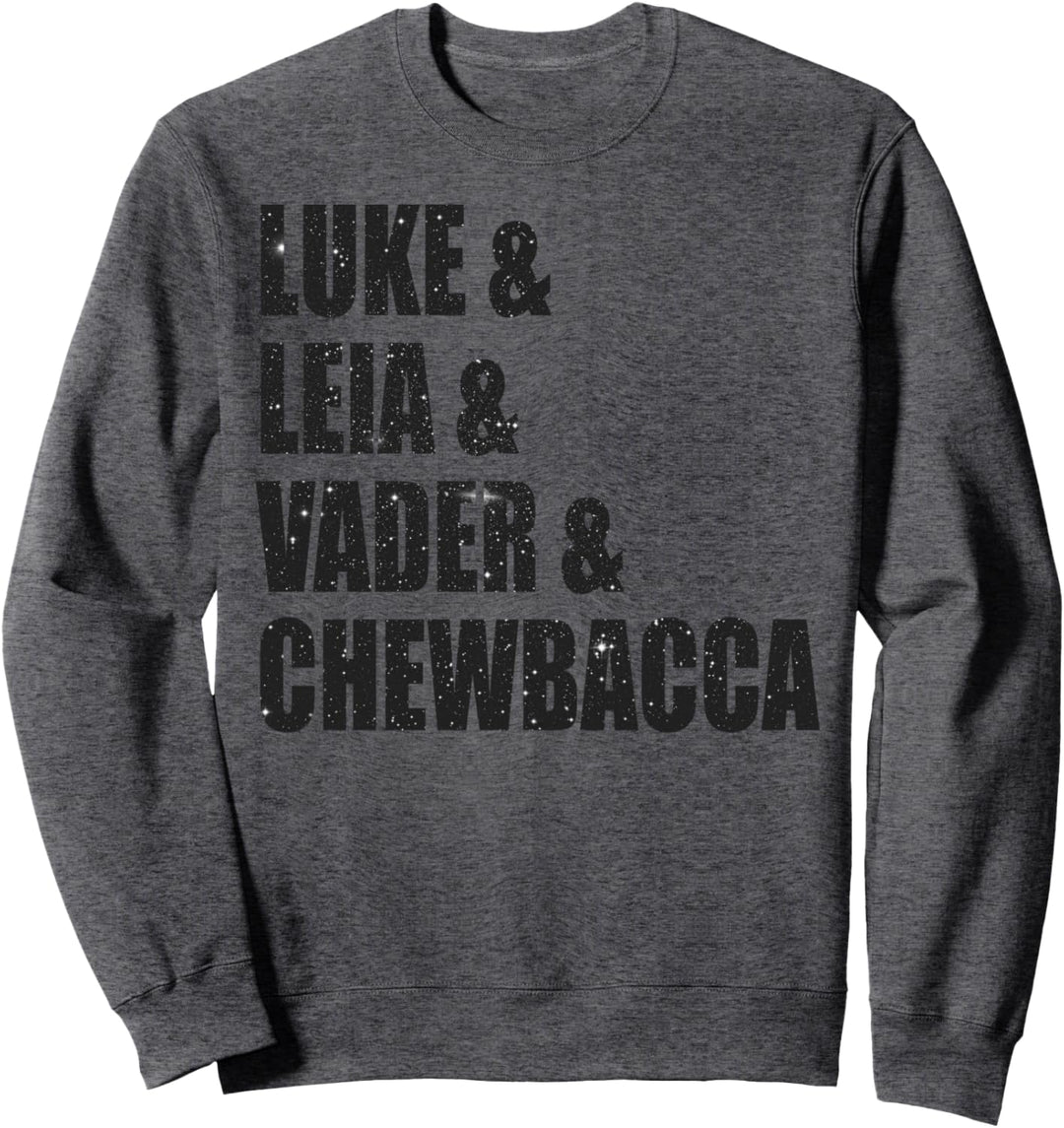 Star Wars Character Names Star Filled Stacked Text Sweatshirt