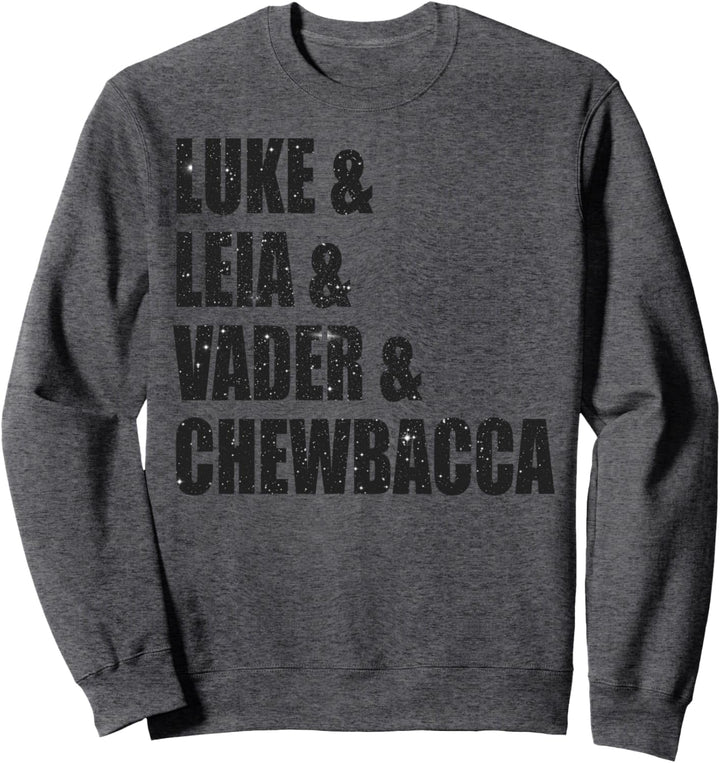 Star Wars Character Names Star Filled Stacked Text Sweatshirt