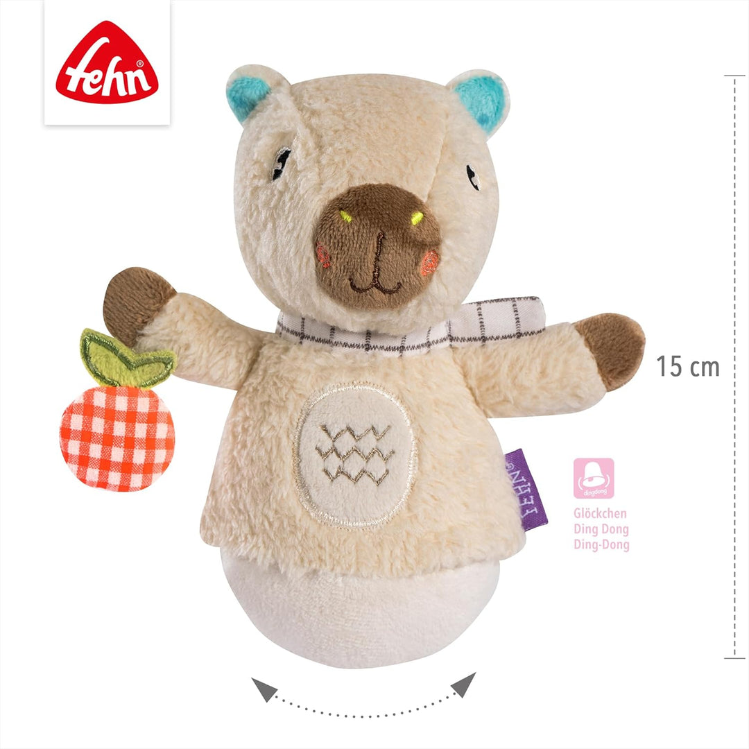 Fehn Mini-Stehauf Capybara Clara – Lustiges Motorikspielzeug zum Greifen, Tasten, Fühlen und Stupsen