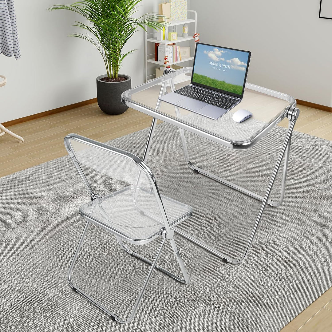 OHMG Klapptisch, aus Acryl, transparent, Picknicktische, ideal für kleine Büros, Beistelltisch oder