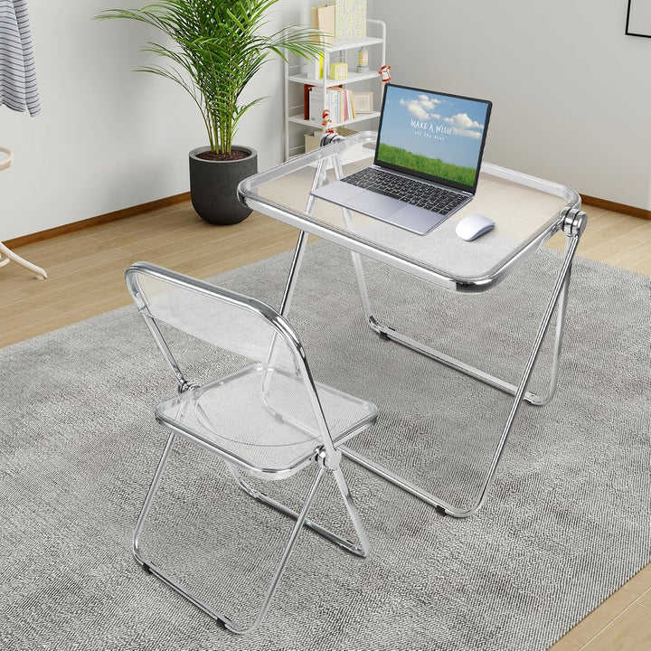 OHMG Klapptisch, aus Acryl, transparent, Picknicktische, ideal für kleine Büros, Beistelltisch oder
