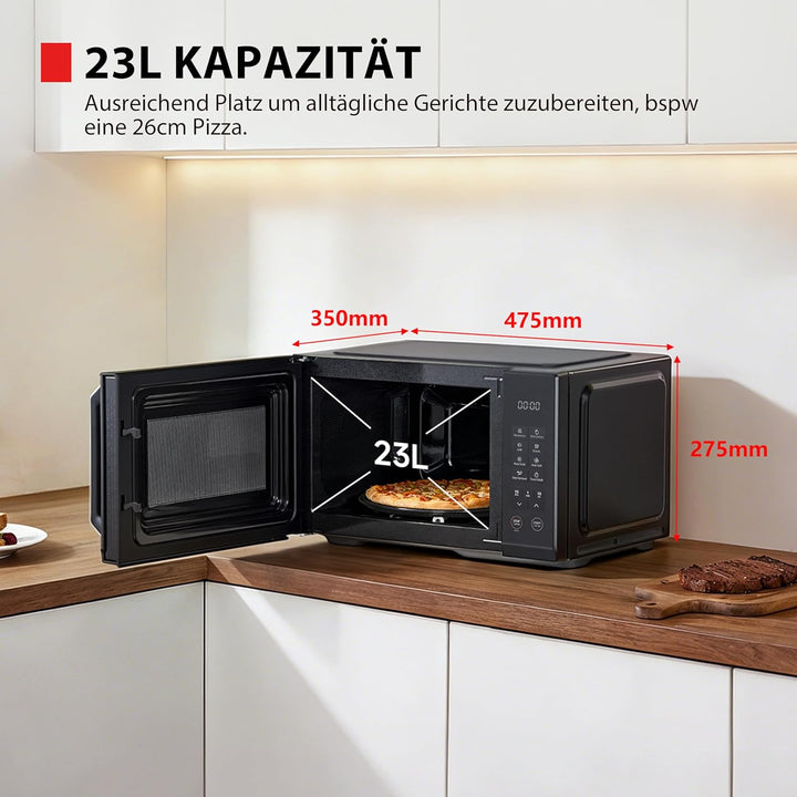 Toshiba MW3-EG23PE(BK) Multifunktionale Mikrowelle mit Grill, 23 Liter, 11 Leistungsstufen|Kombinati