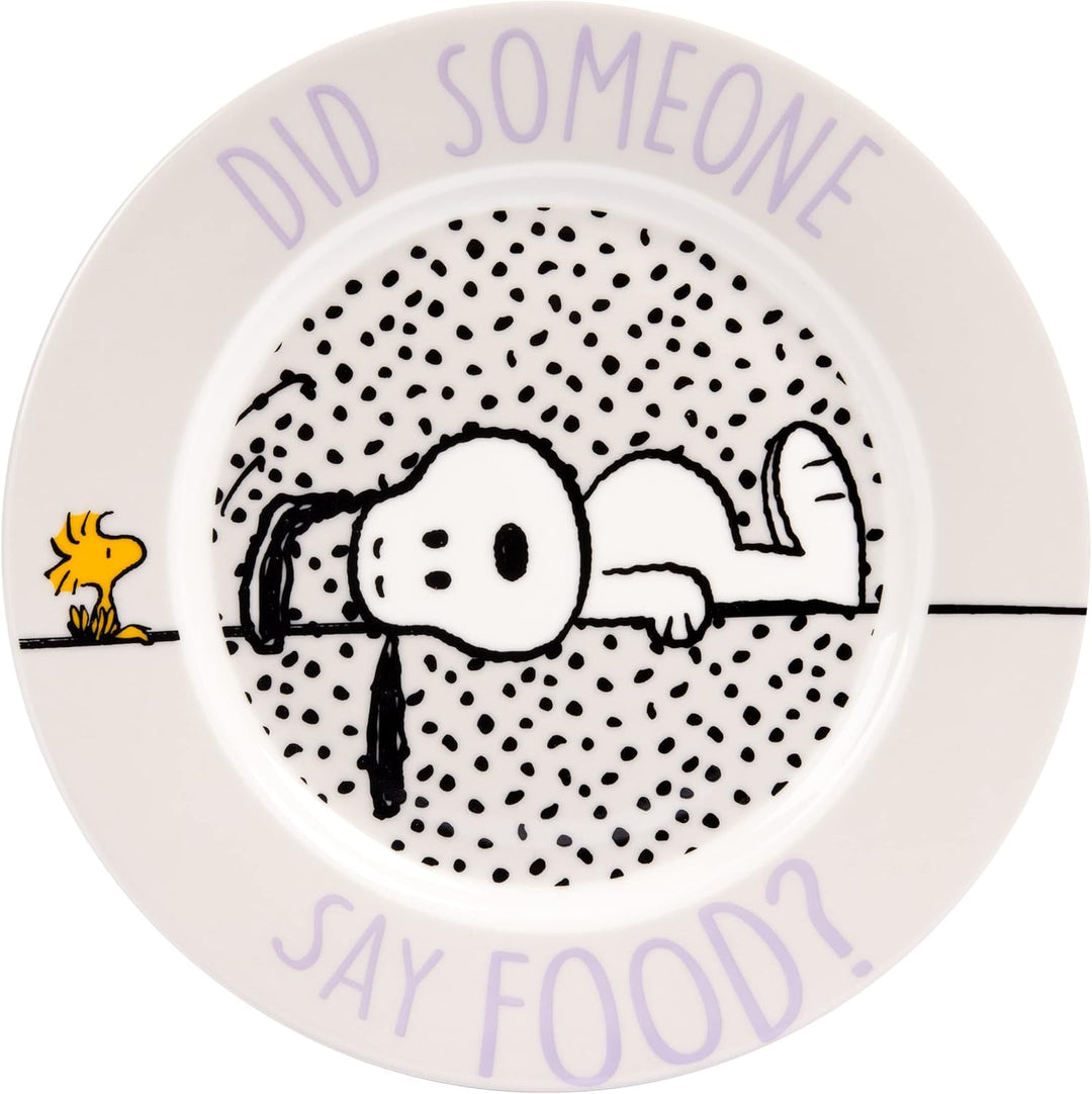 United Labels Snoopy Frühstücksset Kinder, Snoopy Did someone say food, Geschirr Set Porzellan, 3-te