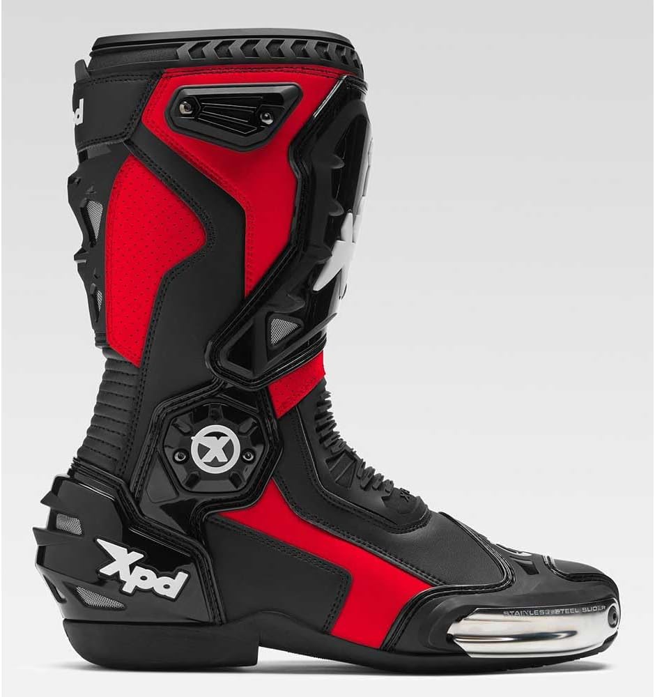 XPD XP6-S Motorrad Stiefel, schwarz/rot, 46 | Atmungsaktiv Schwarz Rot 46 EU, Schwarz Rot 46 EU