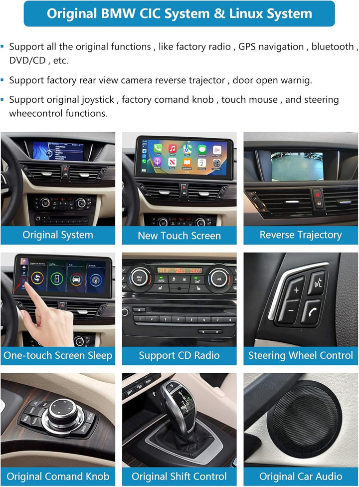 Autoradio 10,25-Zoll-Touchscreen mit kabellosem Carplay und Android Auto für 2009-2015 BMW X1-Serie