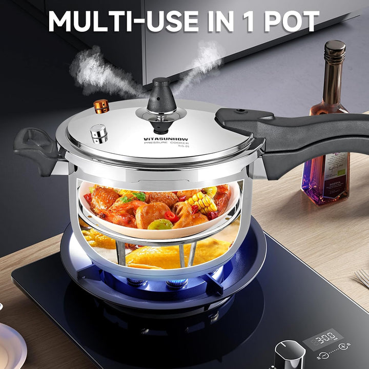 Edelstahl-Drucktopf 304 mit Sicherheitssystem - Für Induktion, Gas & Alle Herdarten - Professionell