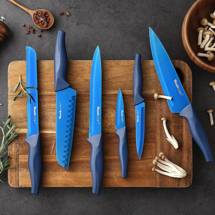 Wanbasion Küchenmesser Set Scharf, Küchenmesser Set Spülmaschinenfest, Messerset Küche Stahl Edelsta