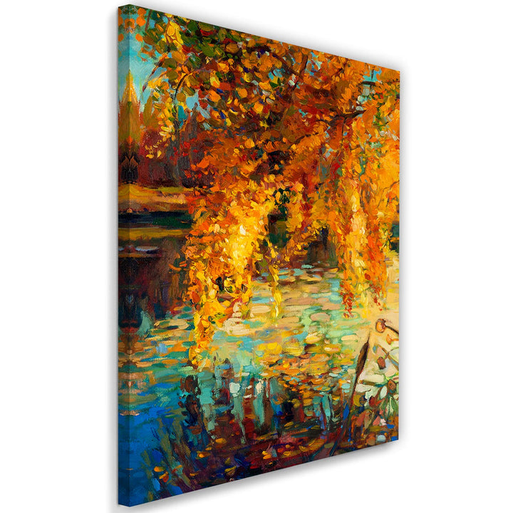 Bild auf Leinwand Herbst Kunstdruck modern Gemälde Orange 60x90 cm Leinwandbild 60x90 cm Orange_B, L