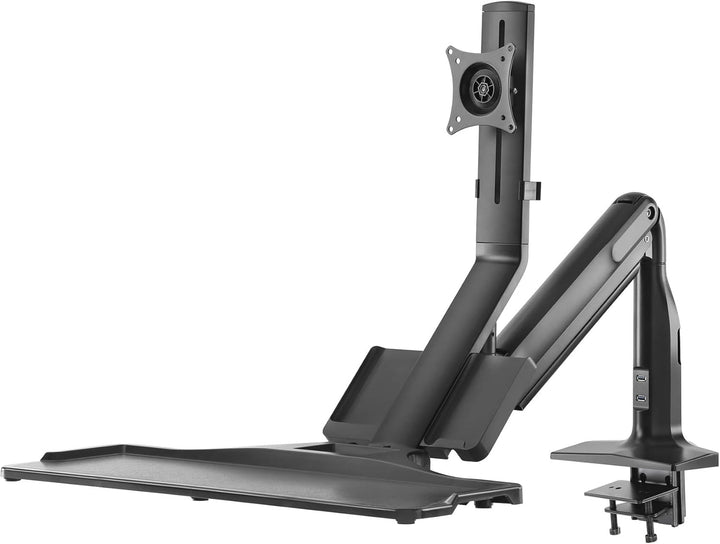 InLine Workstation-Tischhalterung mit Lifter, ergonomische Monitorhalterung mit USB 3.0 und Tastatur