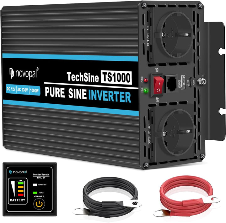 novopal 1000W KFZ Reiner Sinus Spannungswandler-Auto Wechselrichter 12v auf 230v Umwandler-Inverter